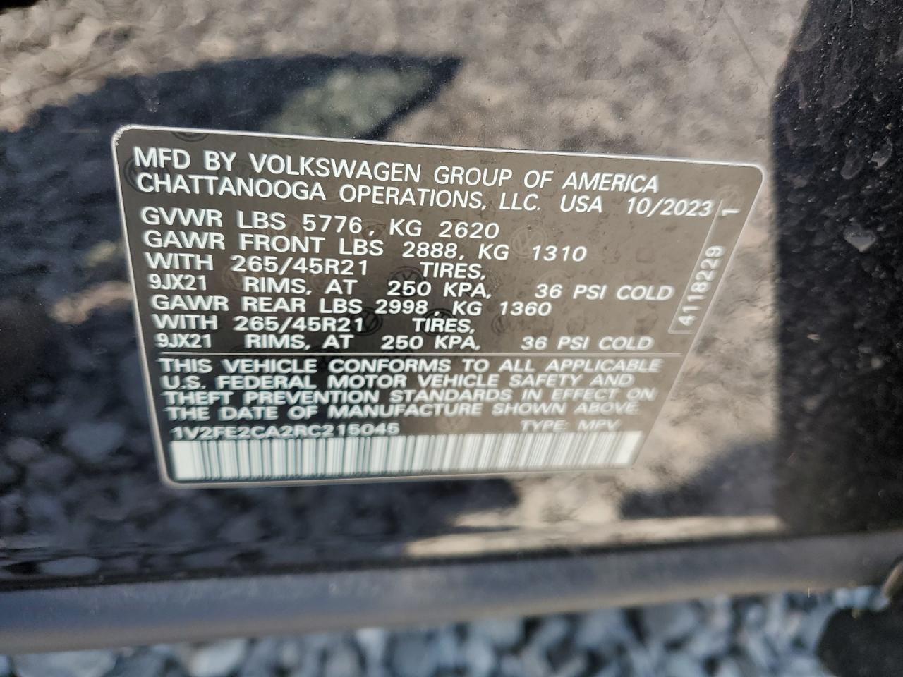 2024 Volkswagen Atlas Cross Sport Sel Premium R-Line VIN: 1V2FE2CA2RC215045 Lot: 60539155