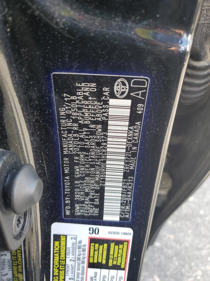 TOYOTA COROLLA 2017 VIN 2T1BURHE1HC828173 zdjęcie 12