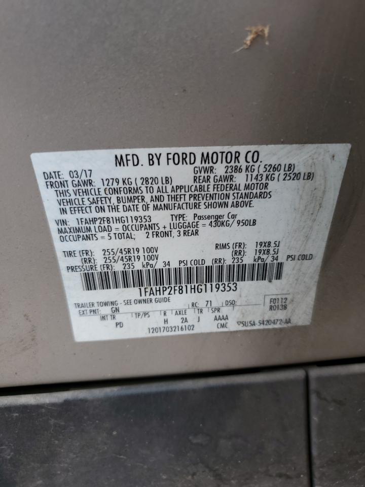 2017 Ford Taurus Limited VIN: 1FAHP2F81HG119353 Lot: 62377355