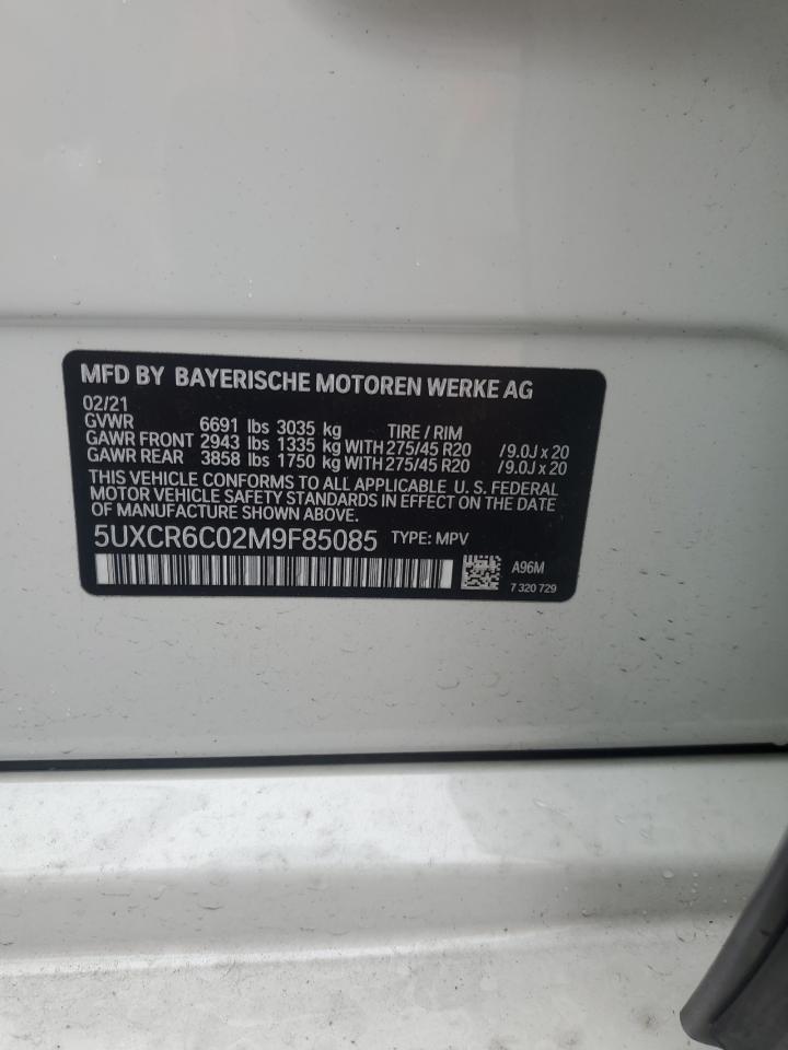 2021 BMW X5 xDrive40I VIN: 5UXCR6C02M9F85085 Lot: 62052825