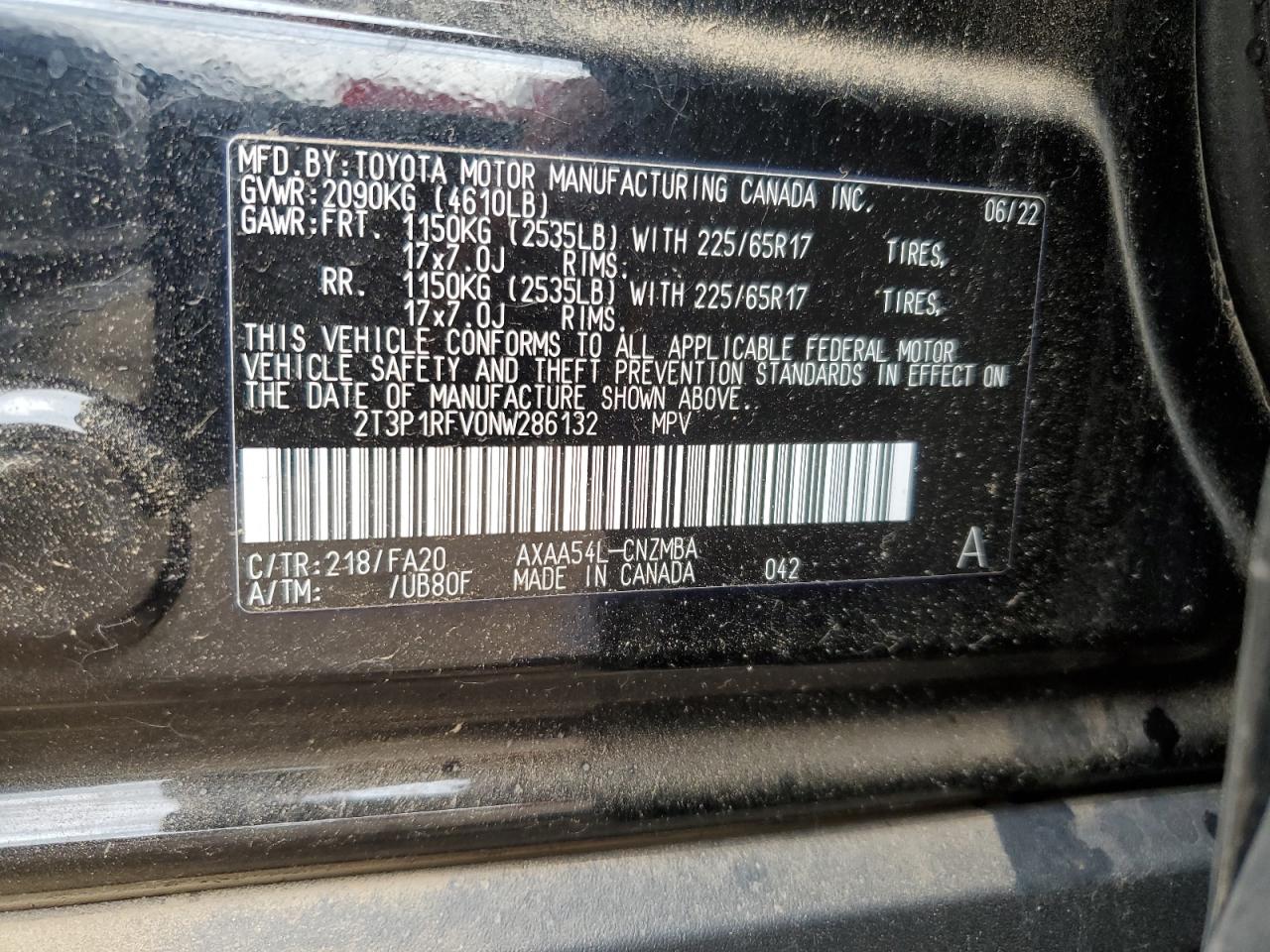 2022 Toyota Rav4 Xle VIN: 2T3P1RFV0NW286132 Lot: 59007545