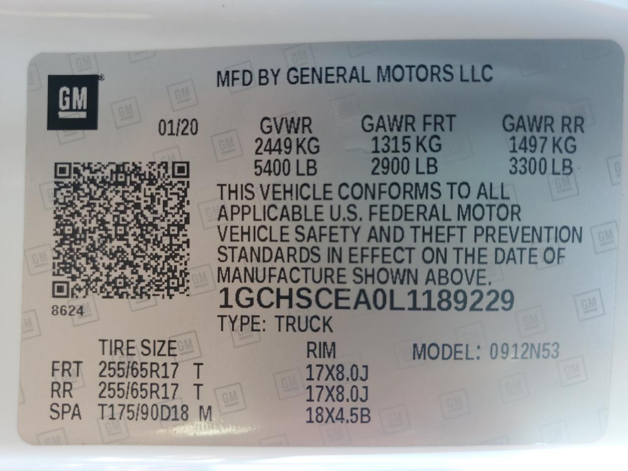 2020 Chevrolet Colorado Lt VIN: 1GCHSCEA0L1189229 Lot: 62599925