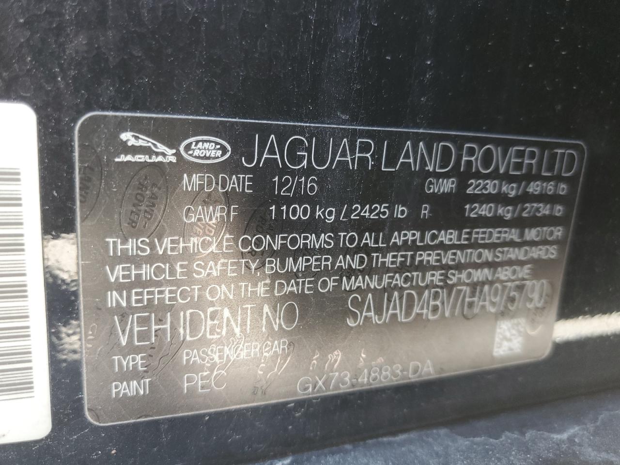 2017 Jaguar Xe Premium VIN: SAJAD4BV7HA975790 Lot: 59925055