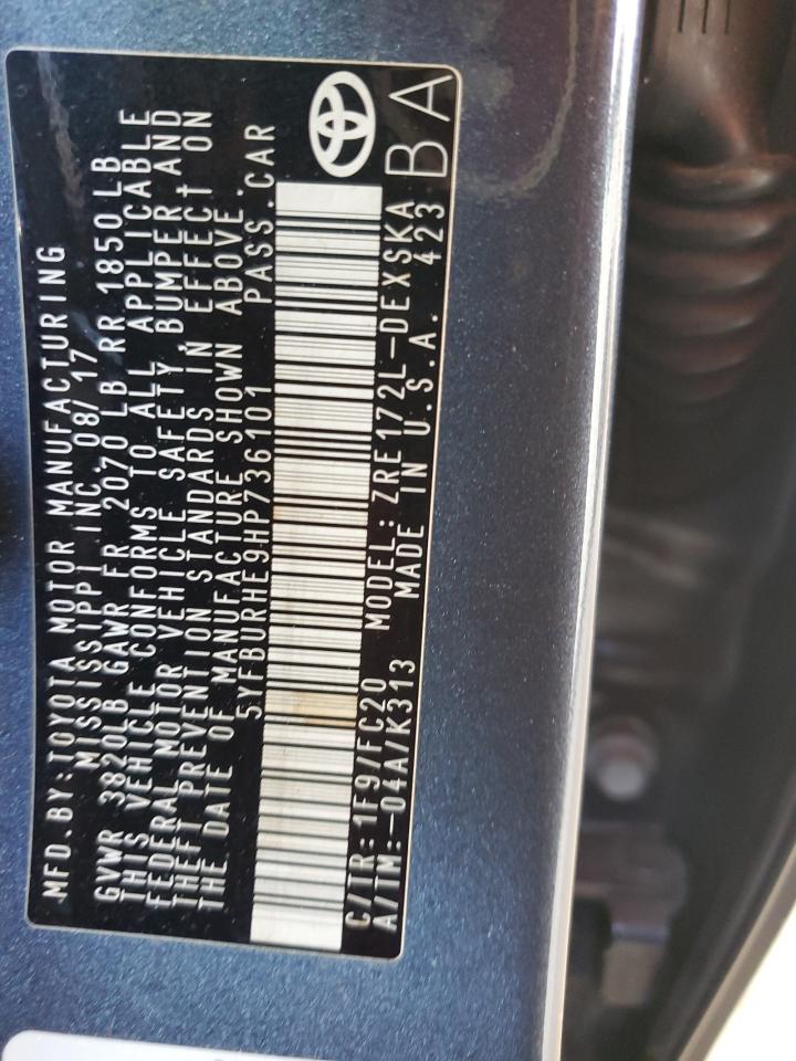 5YFBURHE9HP736101 TOYOTA COROLLA 2017