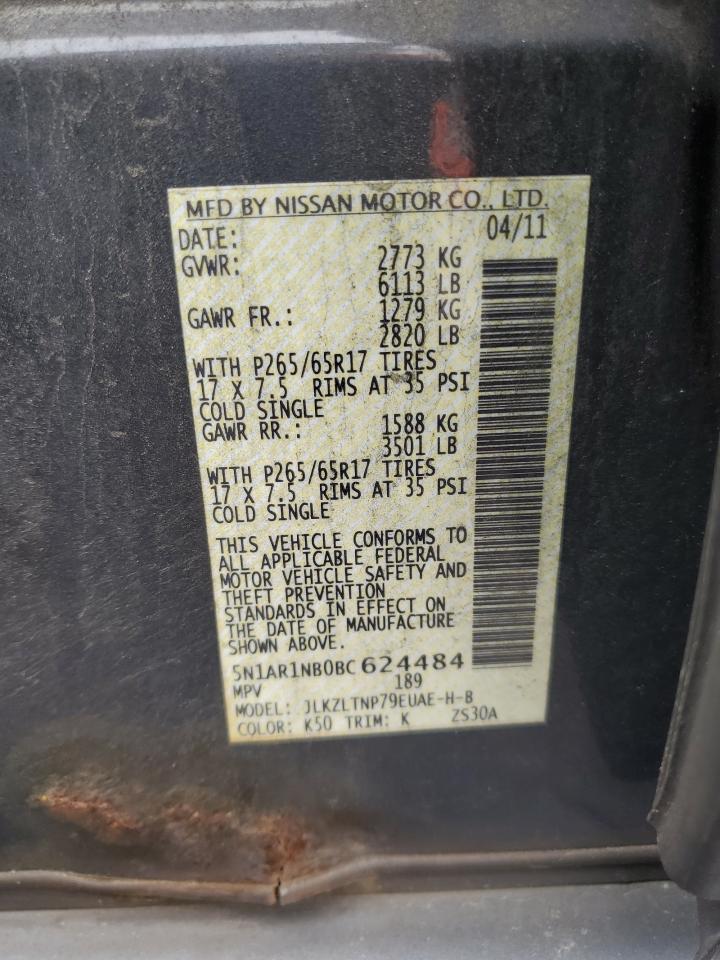 2011 Nissan Pathfinder S VIN: 5N1AR1NB0BC624484 Lot: 62364855