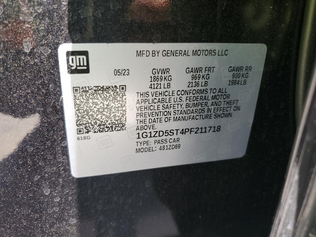 CHEVROLET MALIBU 2023 VIN 1G1ZD5ST4PF211718 zdjęcie 13