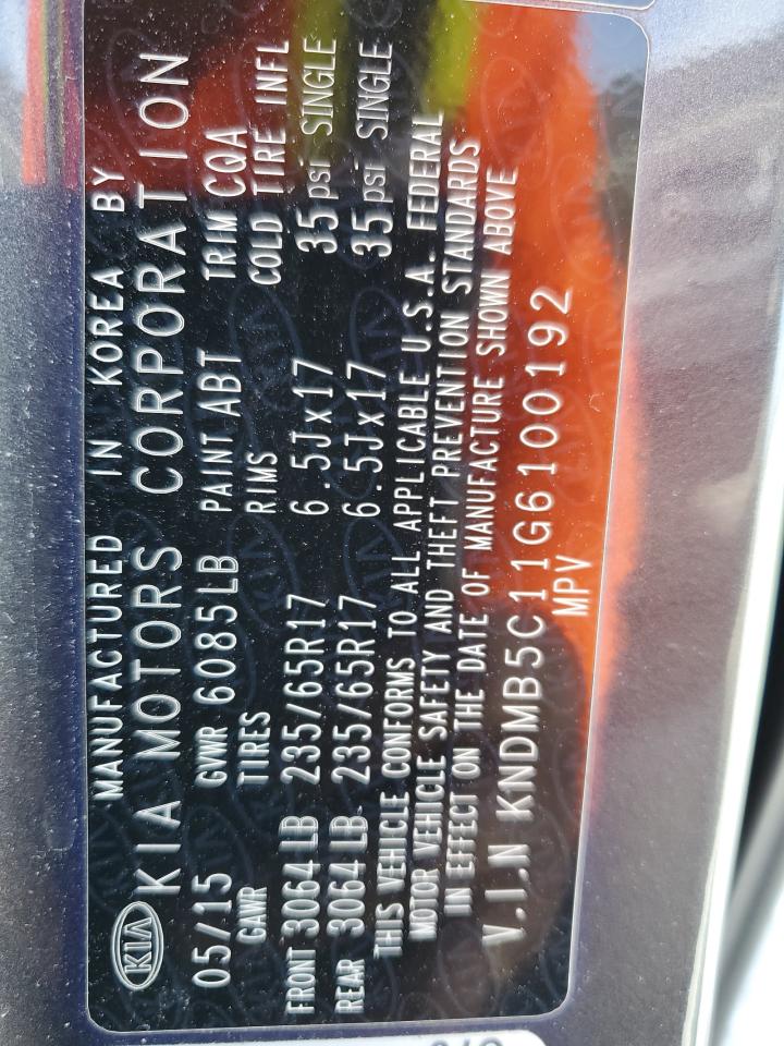 KIA All Models 2016 VIN KNDMB5C11G6100192 zdjęcie 13
