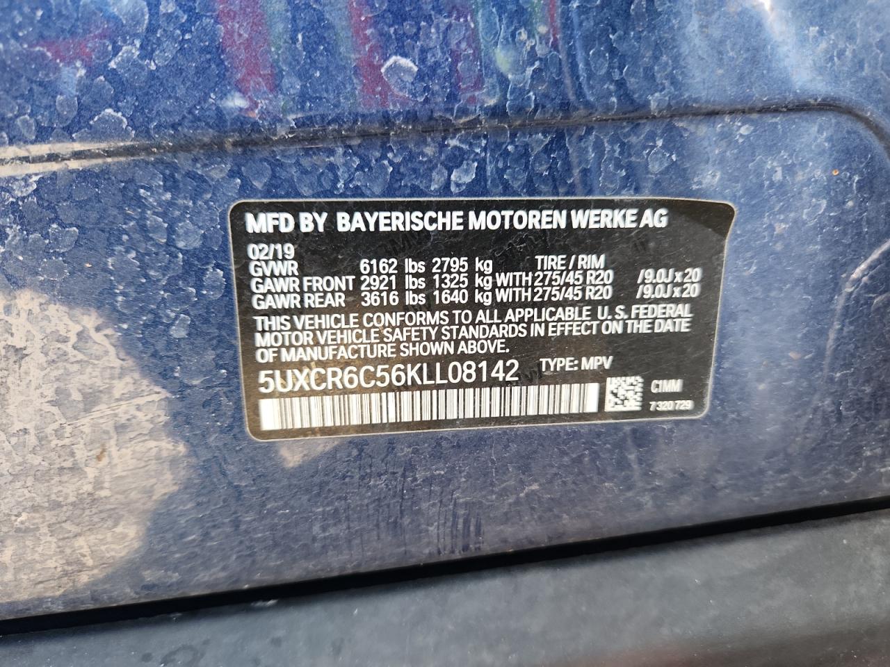 2019 BMW X5 xDrive40I VIN: 5UXCR6C56KLL08142 Lot: 61987405