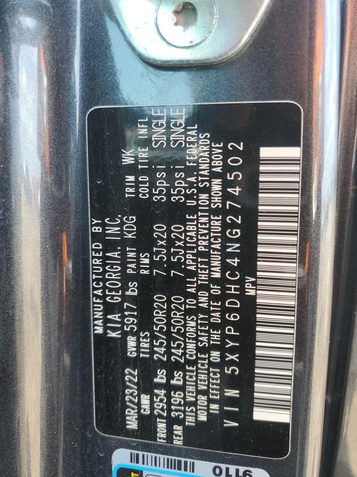 2022 Kia Telluride S VIN: 5XYP6DHC4NG274502 Lot: 59683155