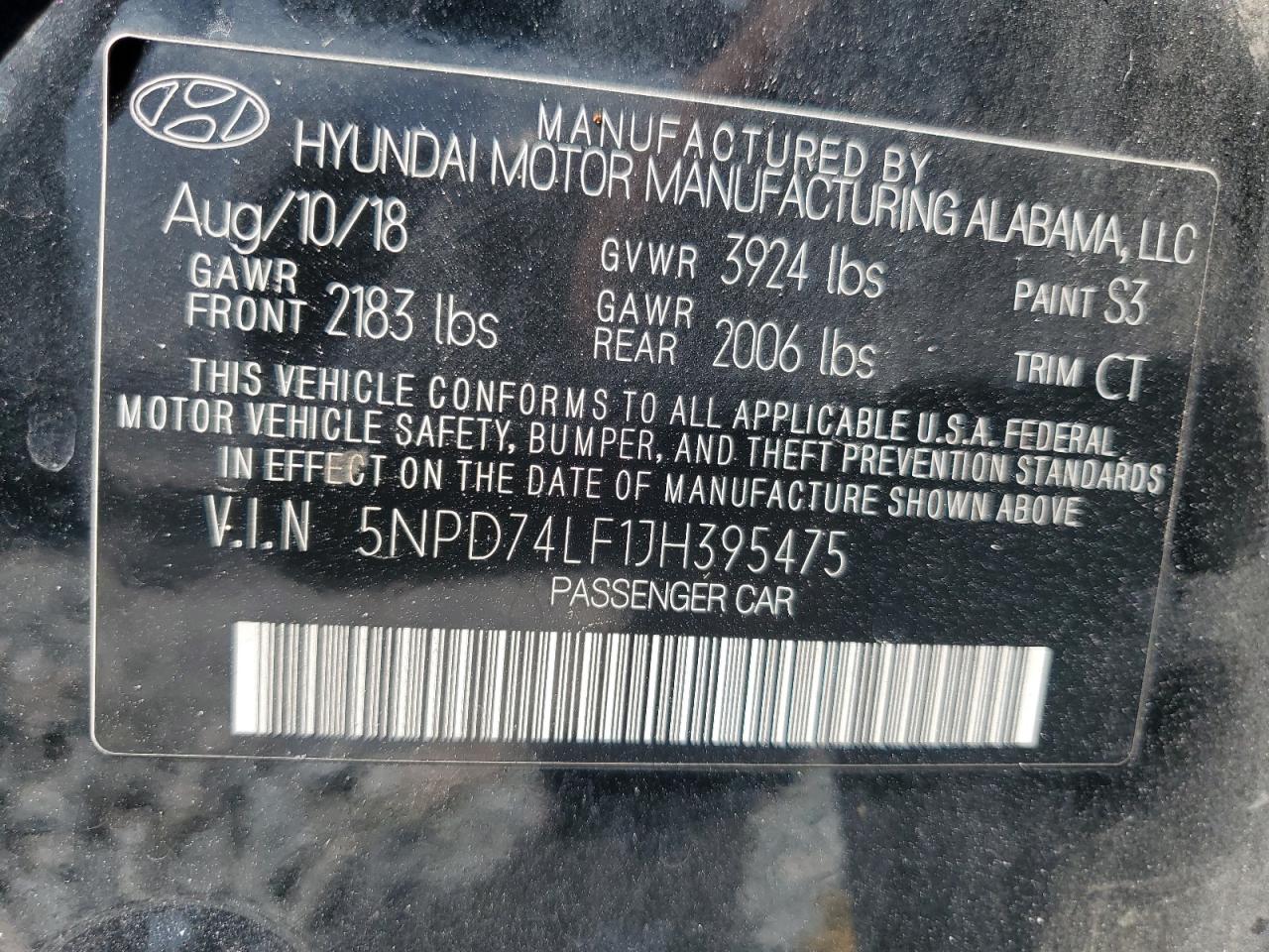HYUNDAI ELANTRA 2018 VIN 5NPD74LF1JH395475 фото 12