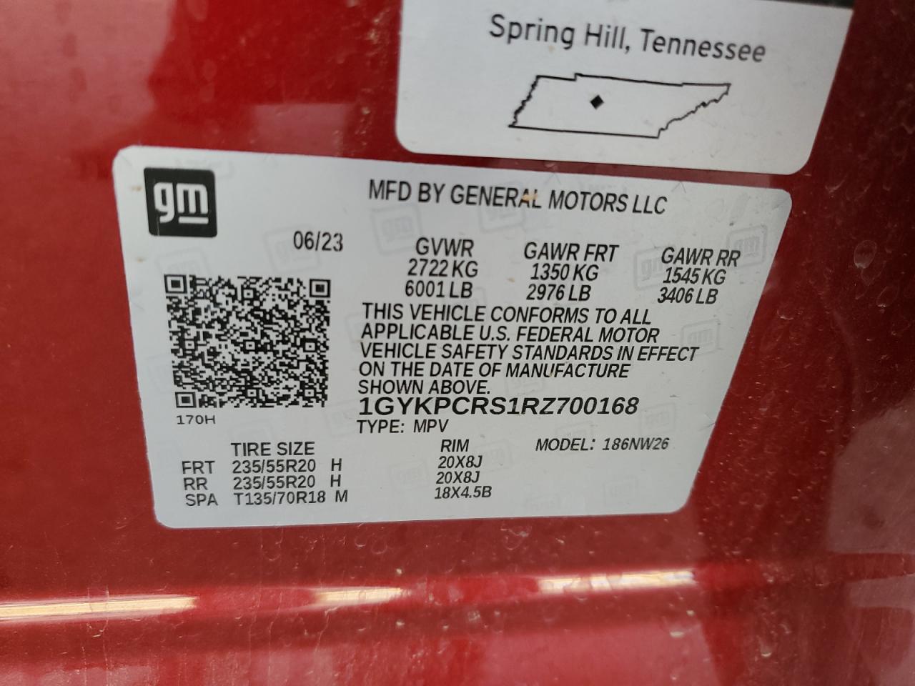 2024 Cadillac Xt6 Premium Luxury VIN: 1GYKPCRS1RZ700168 Lot: 59327055