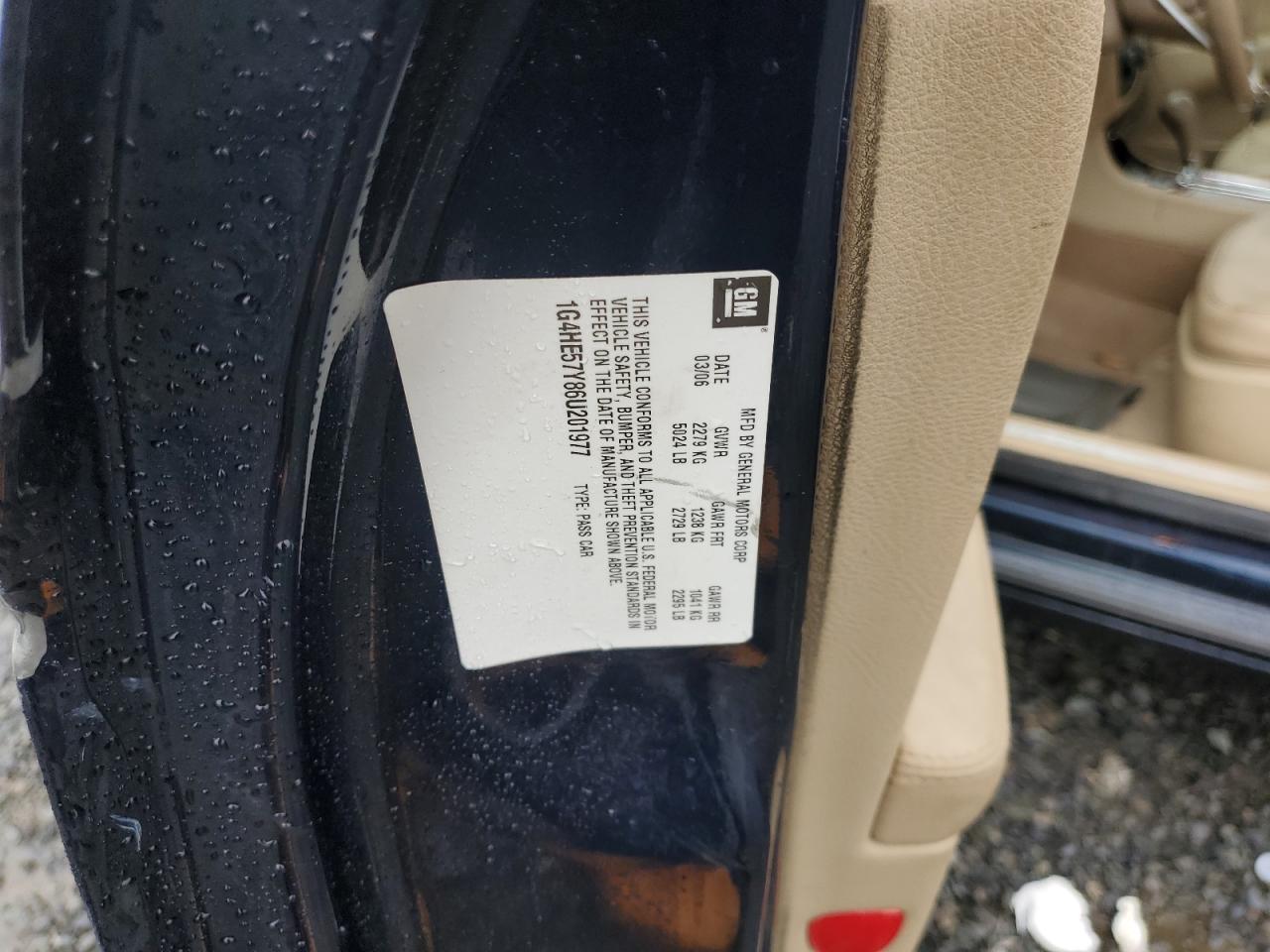 2006 Buick Lucerne Cxs VIN: 1G4HE57Y86U201977 Lot: 60321805