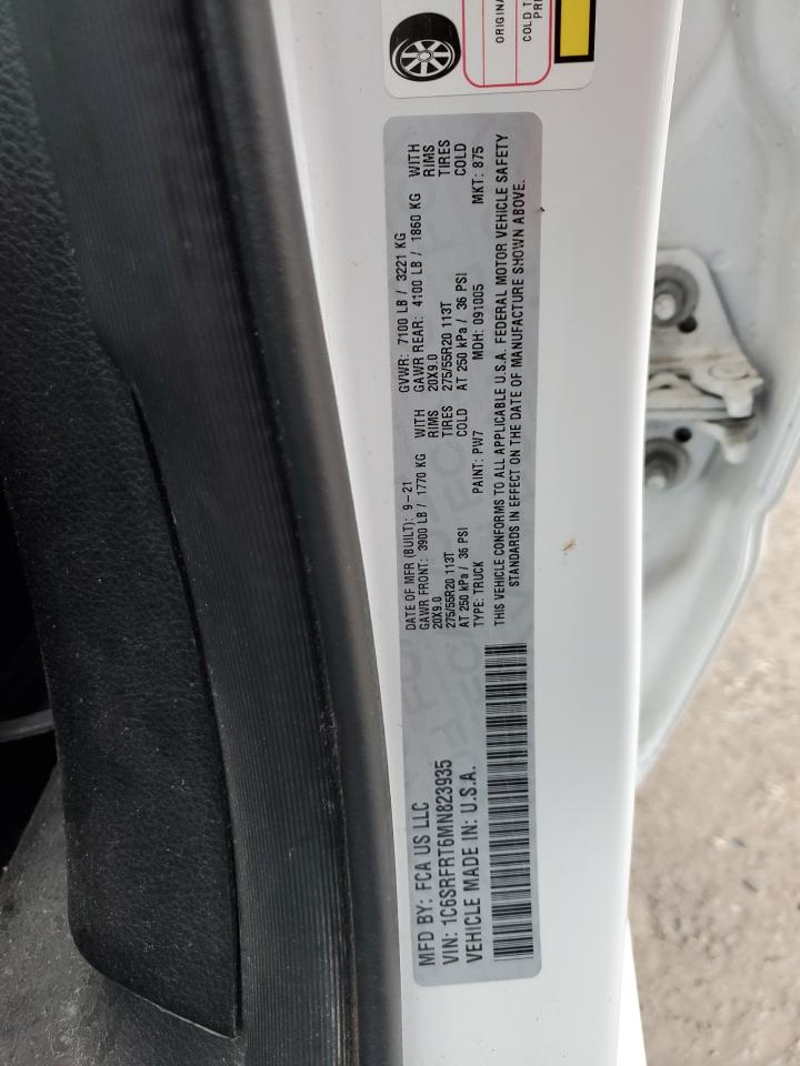 2021 Ram 1500 Laramie VIN: 1C6SRFRT6MN823935 Lot: 55798185