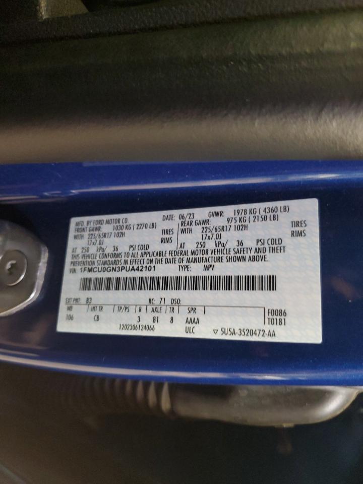 2023 Ford Escape Active VIN: 1FMCU0GN3PUA42101 Lot: 60108055