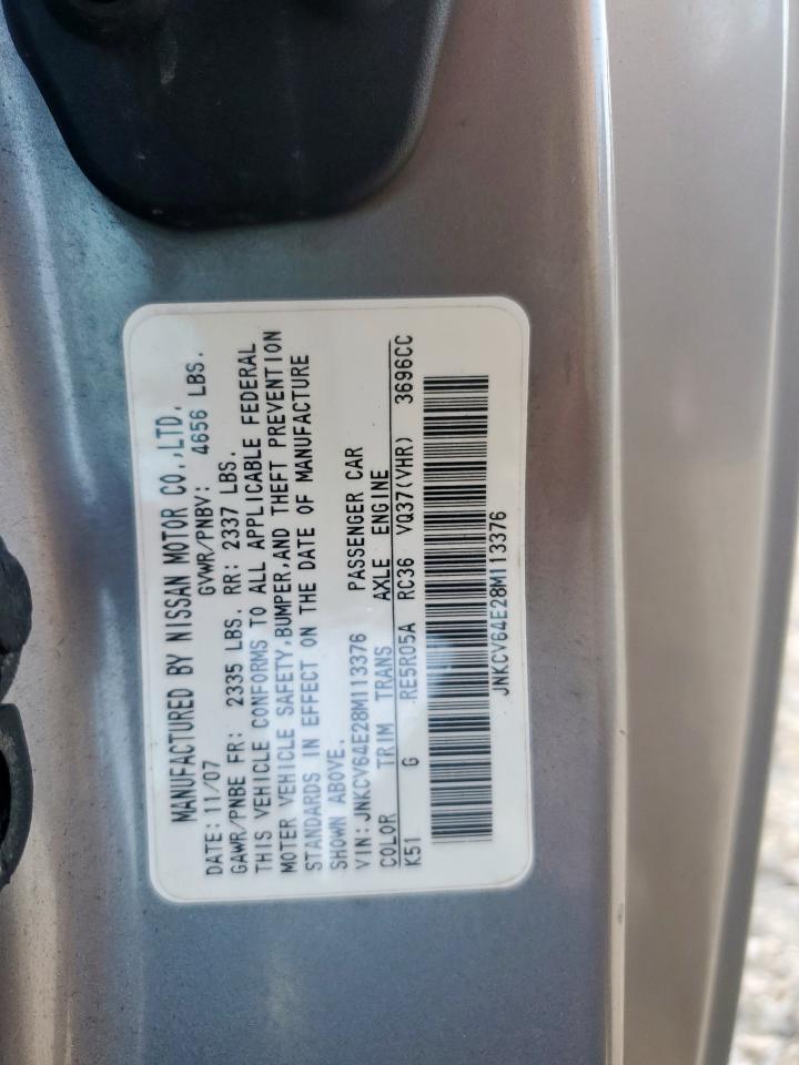 2008 Infiniti G37 Base VIN: JNKCV64E28M113376 Lot: 62285245