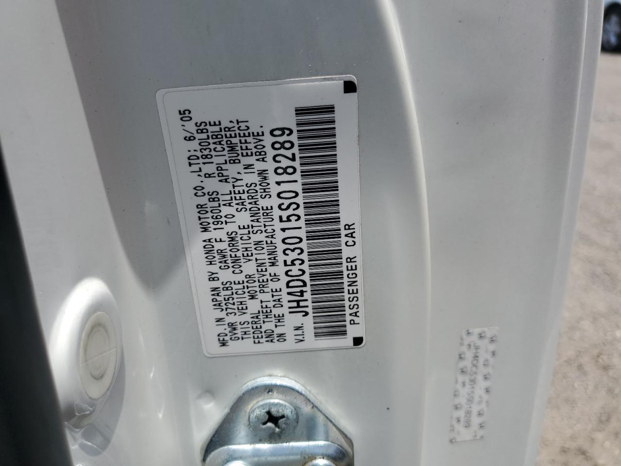 2005 Acura Rsx Type-S VIN: JH4DC53015S018289 Lot: 62483645