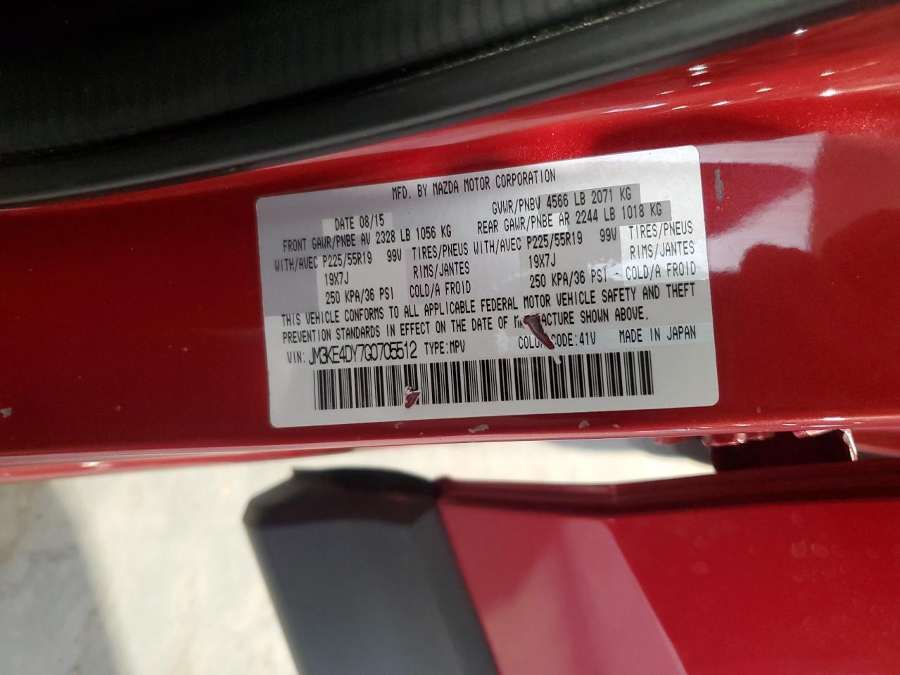 2016 Mazda Cx-5 Gt VIN: JM3KE4DY7G0705512 Lot: 62610995