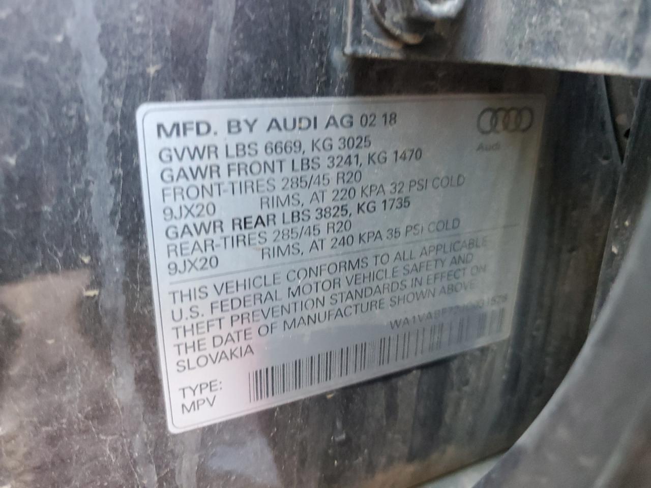2018 Audi Q7 Prestige VIN: WA1VABF72JD031578 Lot: 60845405