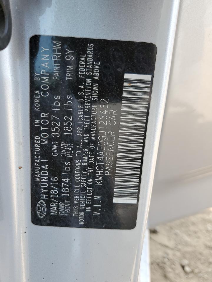 2016 Hyundai Accent Se VIN: KMHCT4AE0GU123432 Lot: 61138095