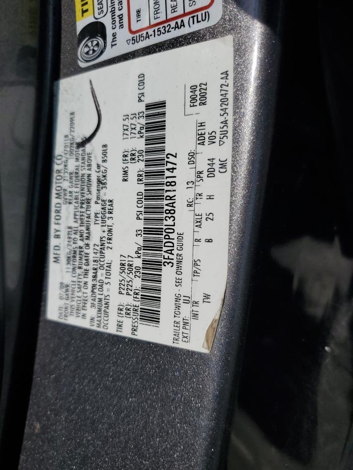 FORD FUSION 2010 VIN 3FADP0L38AR181472 фото 12