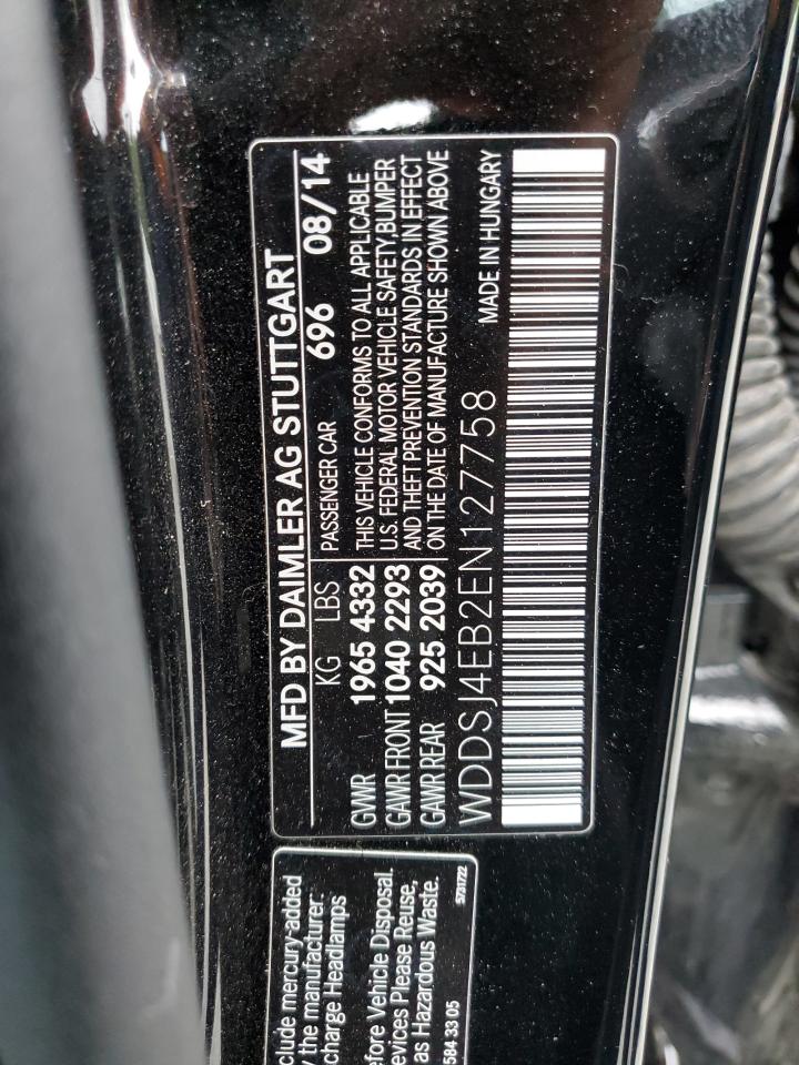 2014 Mercedes-Benz Cla 250 VIN: WDDSJ4EB2EN127758 Lot: 62416755