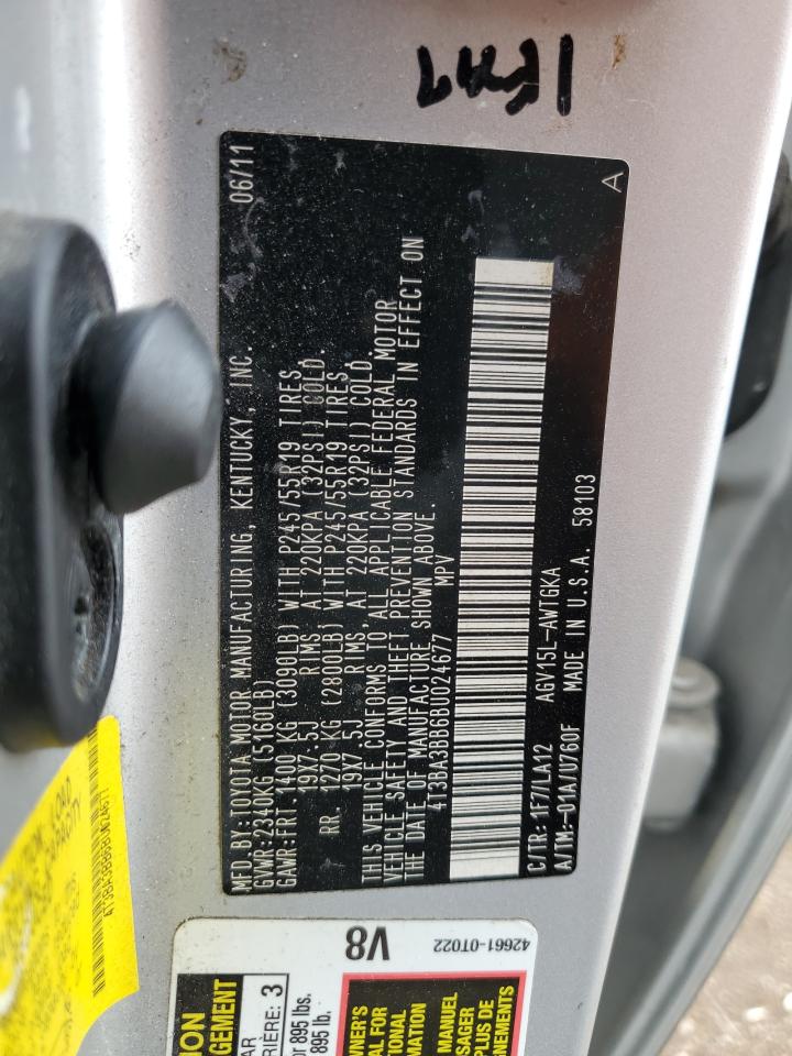 2011 Toyota Venza VIN: 4T3BA3BB6BU024677 Lot: 62213265