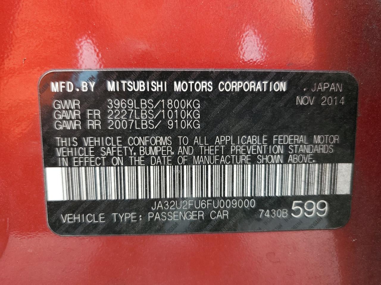2021 Mitsubishi Lancer Es VIN: JA32U2FU6FU009000 Lot: 62341035