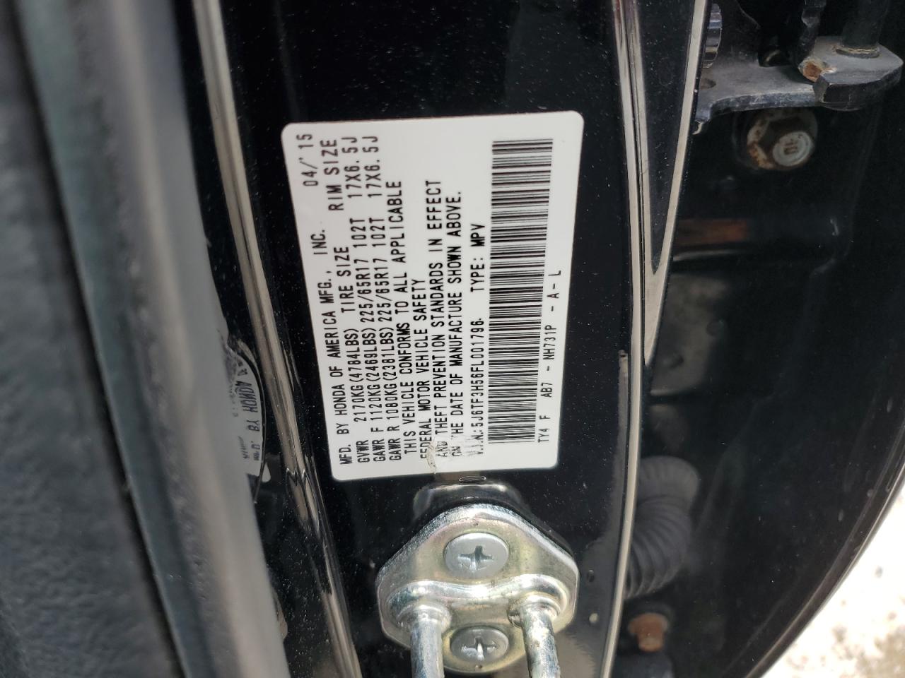 2015 Honda Crosstour Exl VIN: 5J6TF3H56FL001796 Lot: 62516765