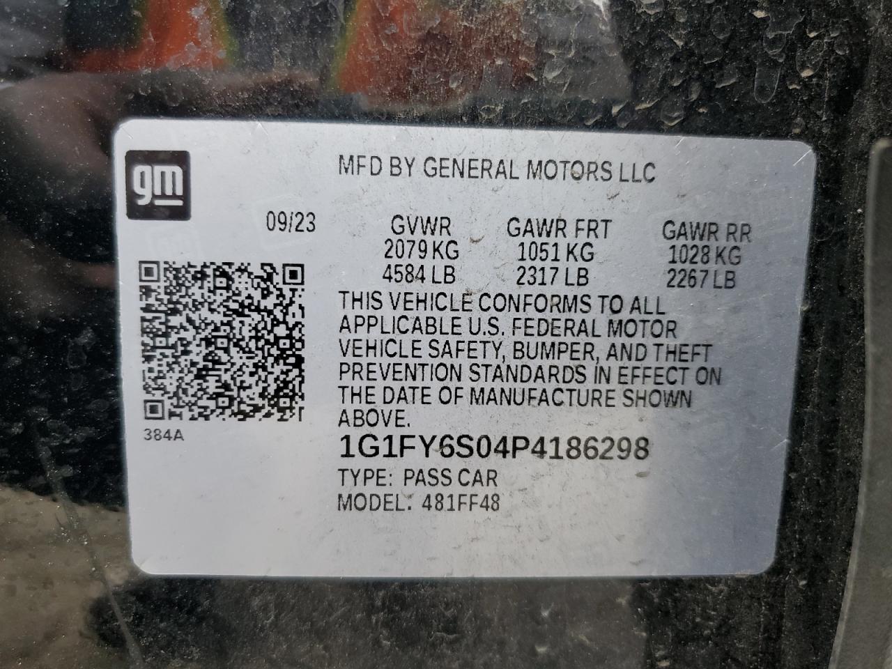 2023 Chevrolet Bolt Euv Lt VIN: 1G1FY6S04P4186298 Lot: 61676315