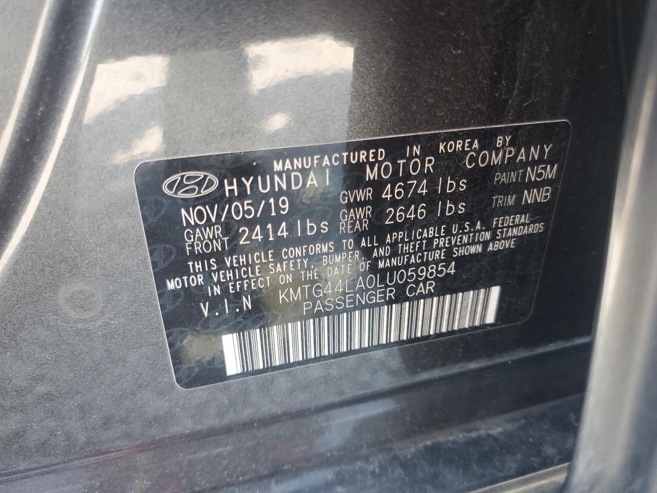 2020 Genesis G70 Prestige VIN: KMTG44LA0LU059854 Lot: 62873725