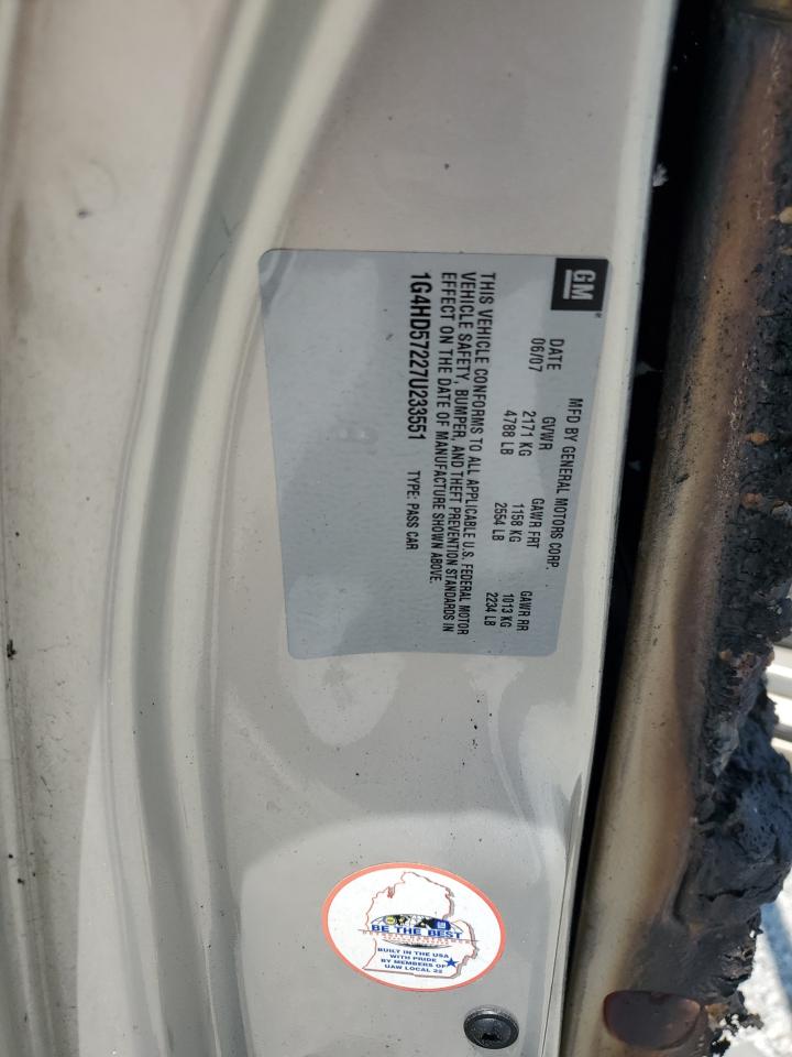 2007 Buick Lucerne Cxl VIN: 1G4HD57227U233551 Lot: 62316755