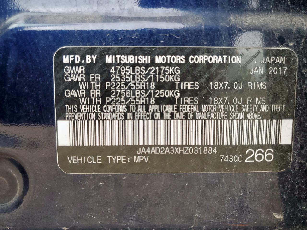 2017 Mitsubishi Outlander Es VIN: JA4AD2A3XHZ031884 Lot: 62232355