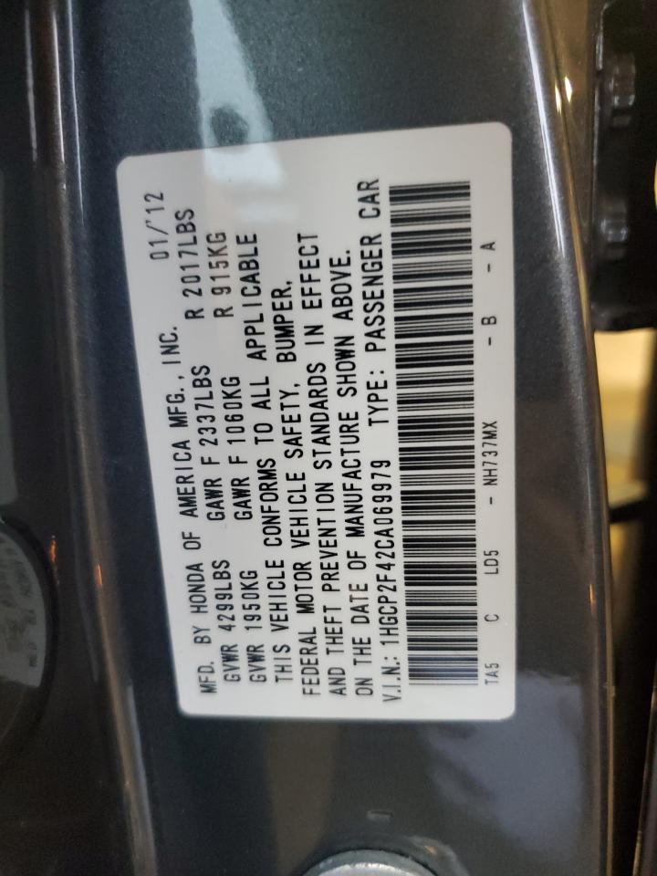 2012 Honda Accord Lxp VIN: 1HGCP2F42CA069979 Lot: 63017625