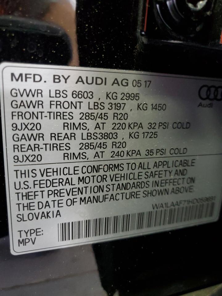 2017 Audi Q7 Premium Plus VIN: WA1LAAF71HD059691 Lot: 61204645