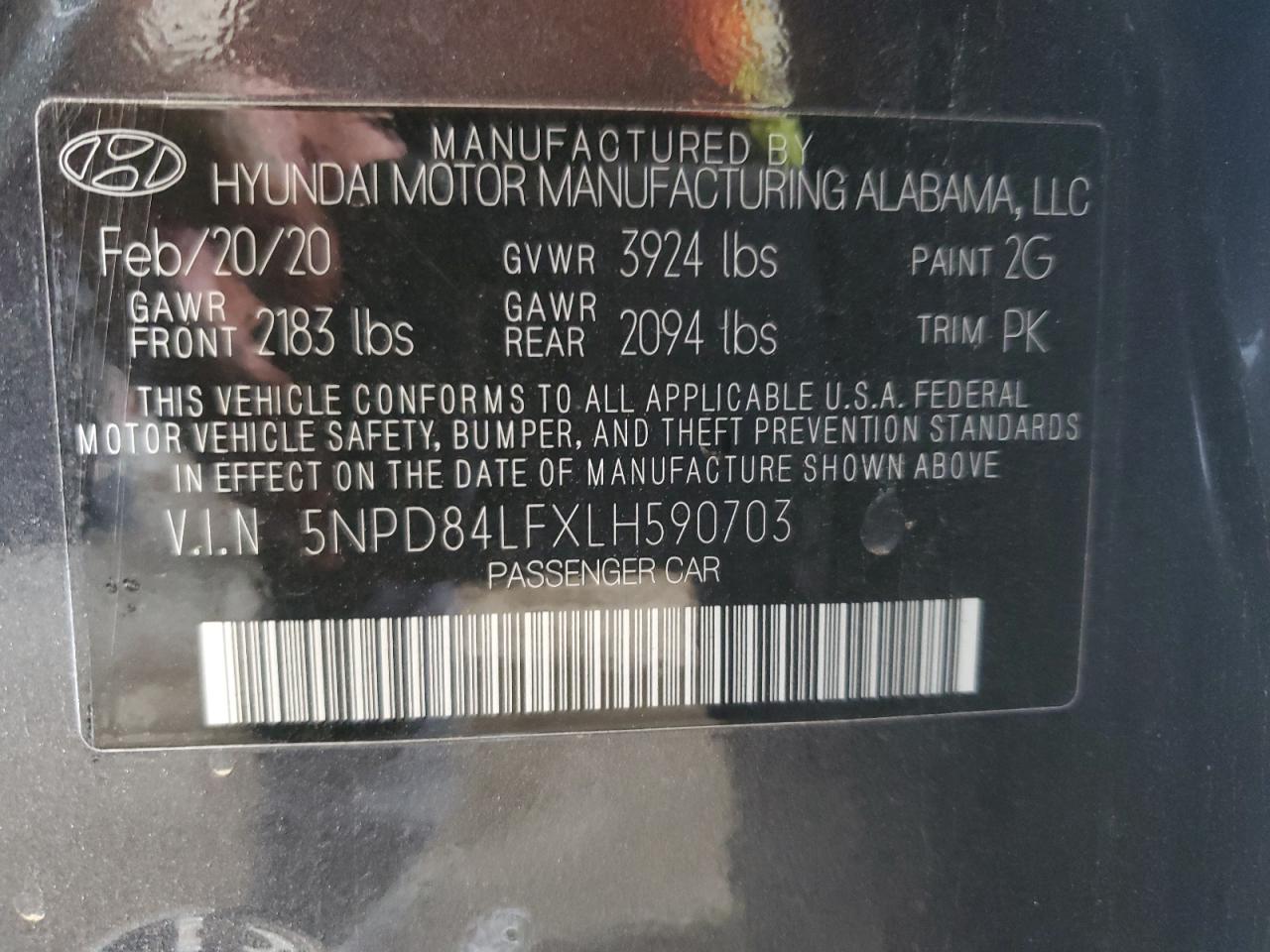 HYUNDAI ELANTRA 2020 VIN 5NPD84LFXLH590703 photo 12
