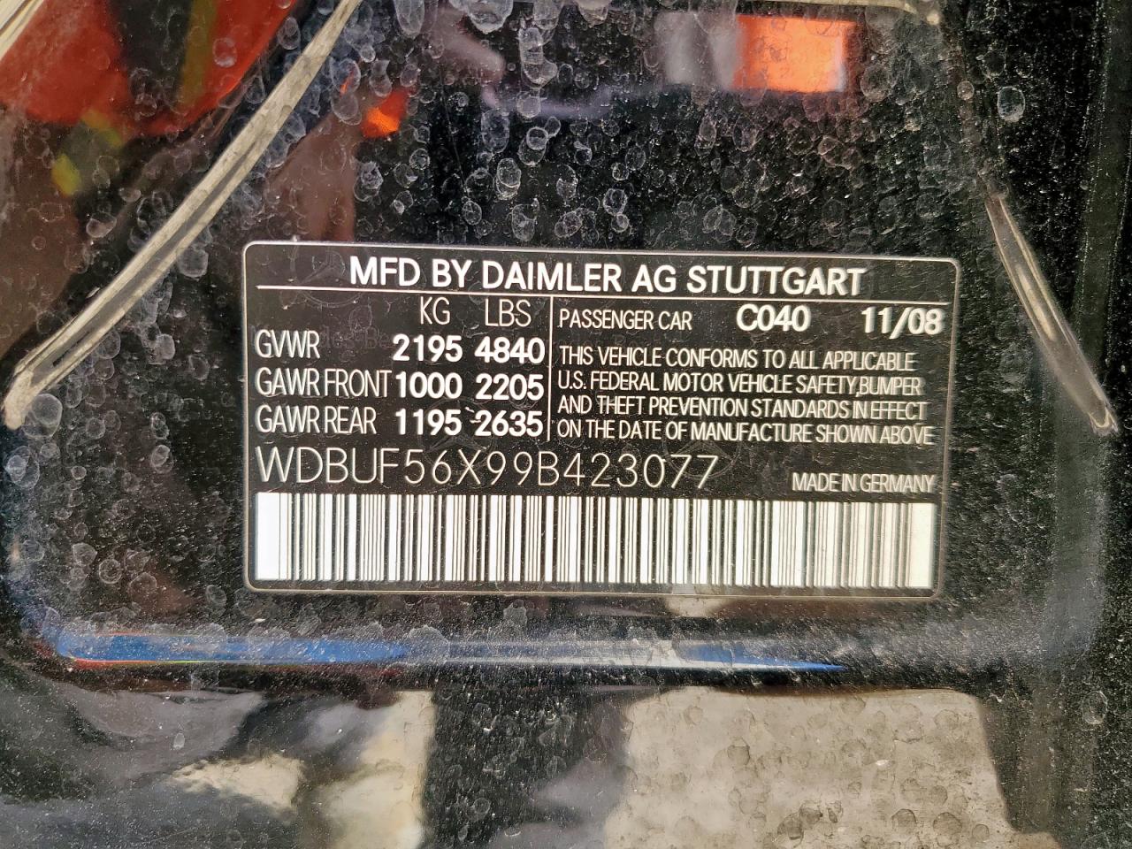 MERCEDES-BENZ E-CLASS 2009 VIN WDBUF56X99B423077 photo 13