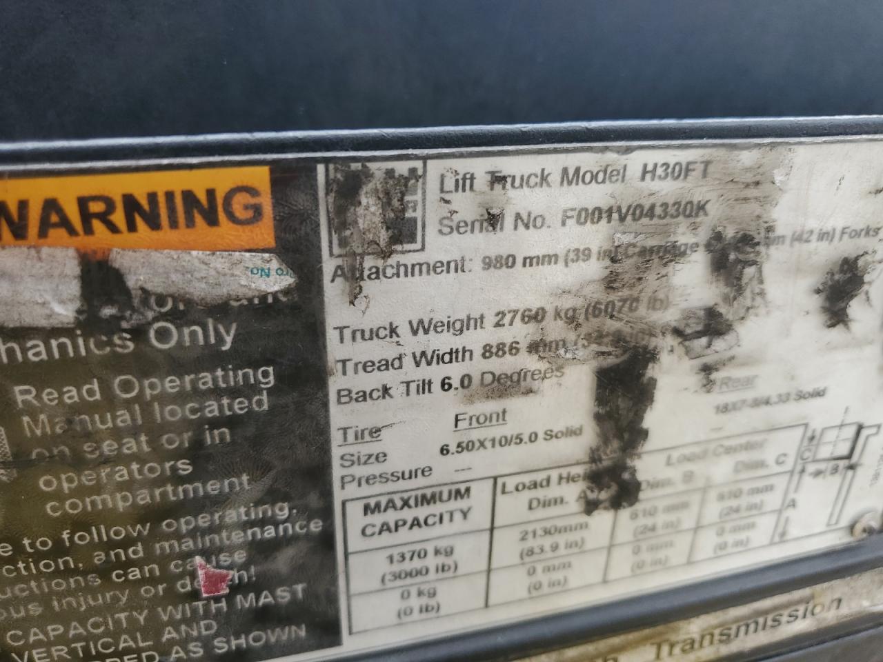HYST FORKLIFT 2012 VIN F001V04330K фото 10