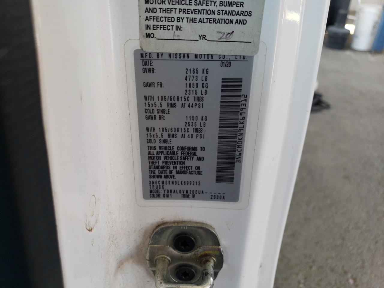 2020 Nissan Nv200 2.5S VIN: 3N6CM0KN9LK699312 Lot: 62494915