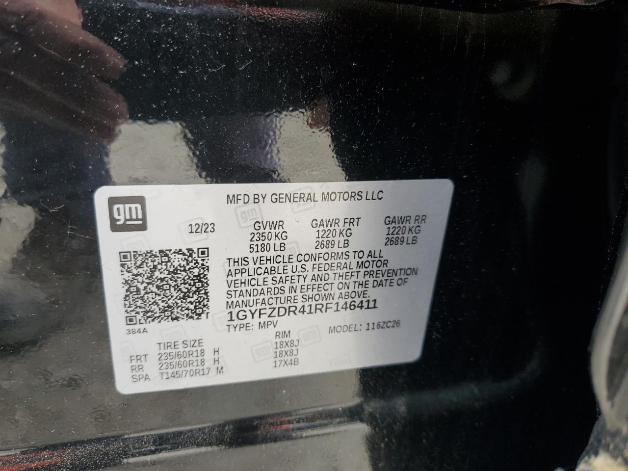 2024 Cadillac Xt4 Premium Luxury VIN: 1GYFZDR41RF146411 Lot: 59652955