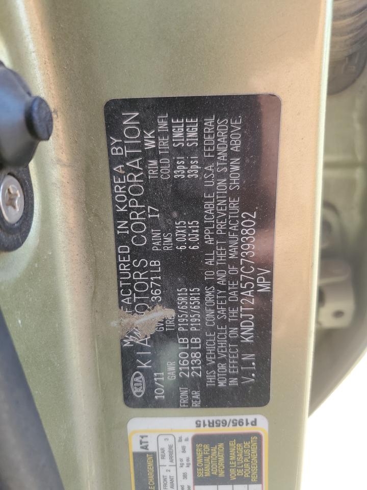 2012 Kia Soul VIN: KNDJT2A57C7393802 Lot: 61251395