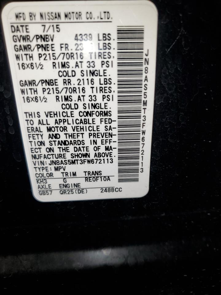 NISSAN ROGUE 2015 VIN 672113 photo 12