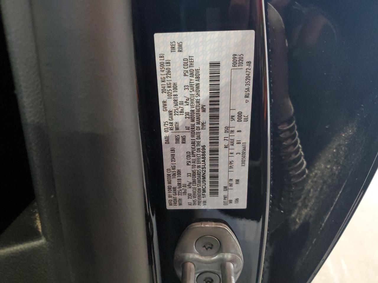 2025 Ford Escape St Line VIN: 1FMCU9MN2SUA88696 Lot: 62387035