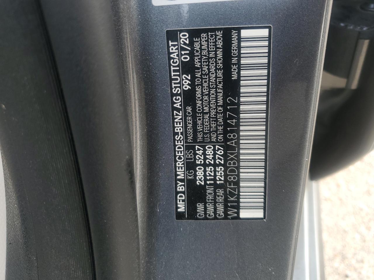 2020 Mercedes-Benz E 350 VIN: W1KZF8DBXLA814712 Lot: 60829565