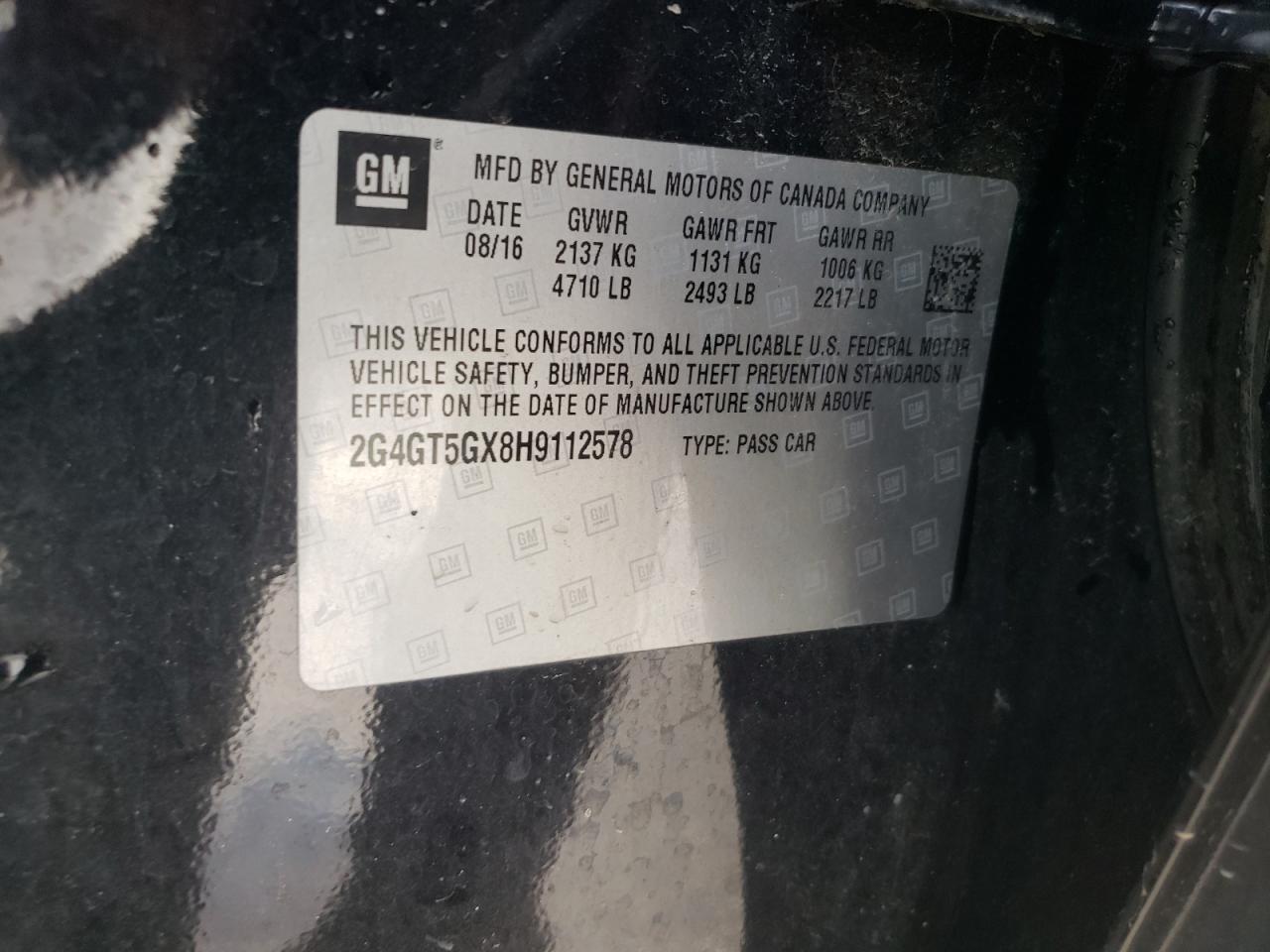 2017 Buick Regal Gs VIN: 2G4GT5GX8H9112578 Lot: 61068315