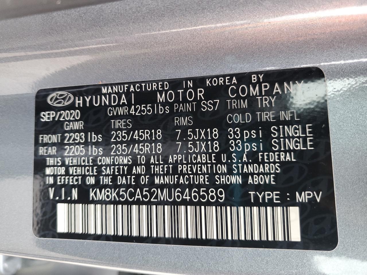 2021 Hyundai Kona Ultimate VIN: KM8K5CA52MU646589 Lot: 62785685