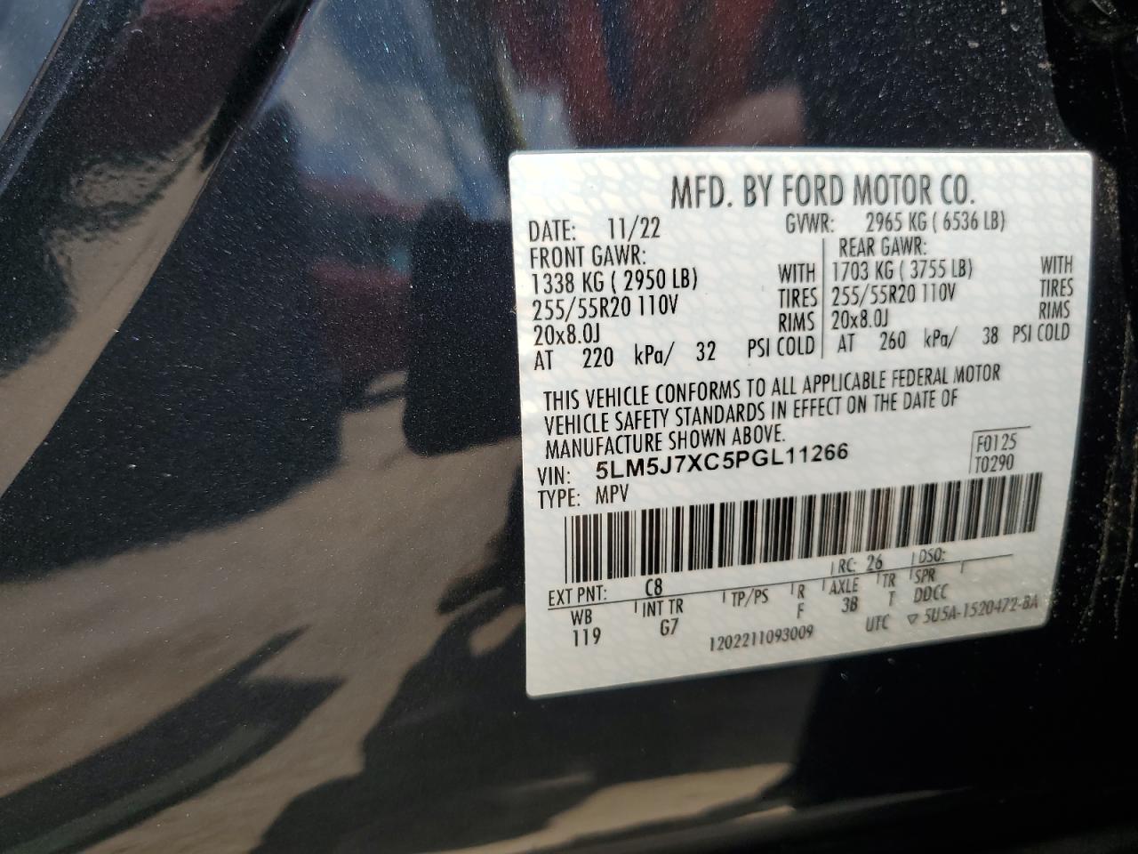 2023 Lincoln Aviator Reserve VIN: 5LM5J7XC5PGL11266 Lot: 62368795