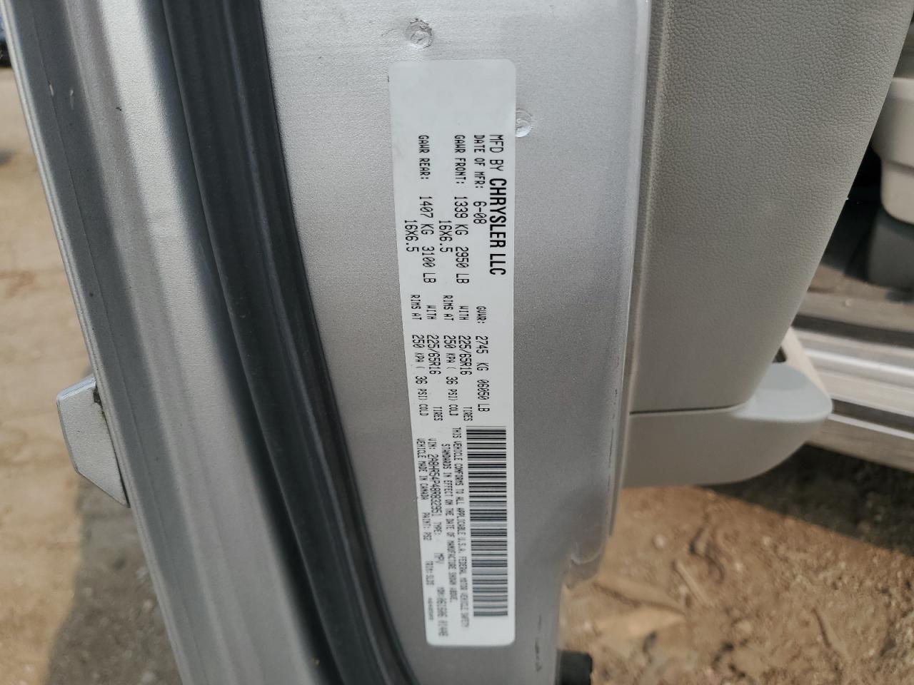 2008 Chrysler Town & Country Touring VIN: 2A8HR54P48R832951 Lot: 59294595