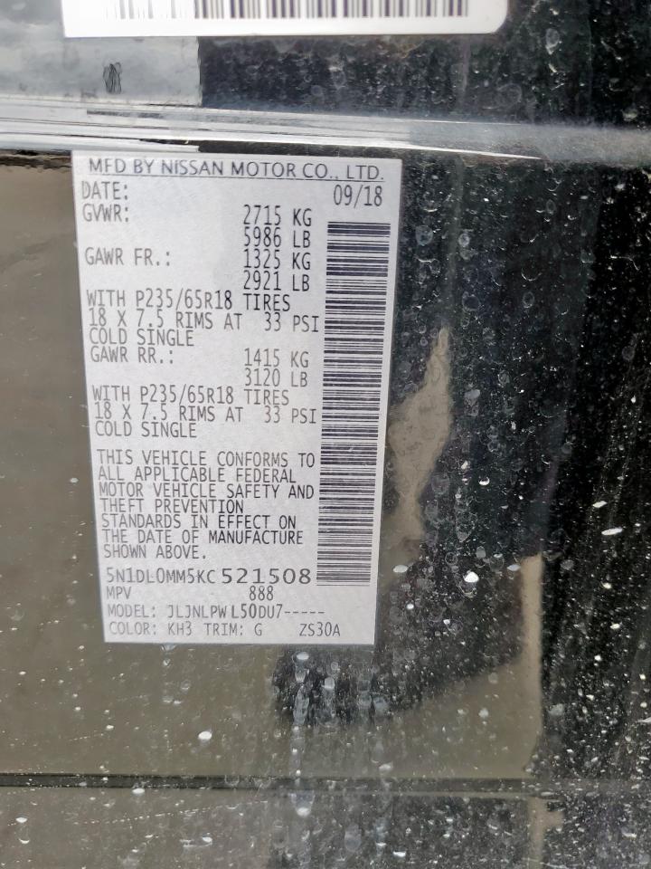 2019 Infiniti Qx60 Luxe VIN: 5N1DL0MM5KC521508 Lot: 62563265