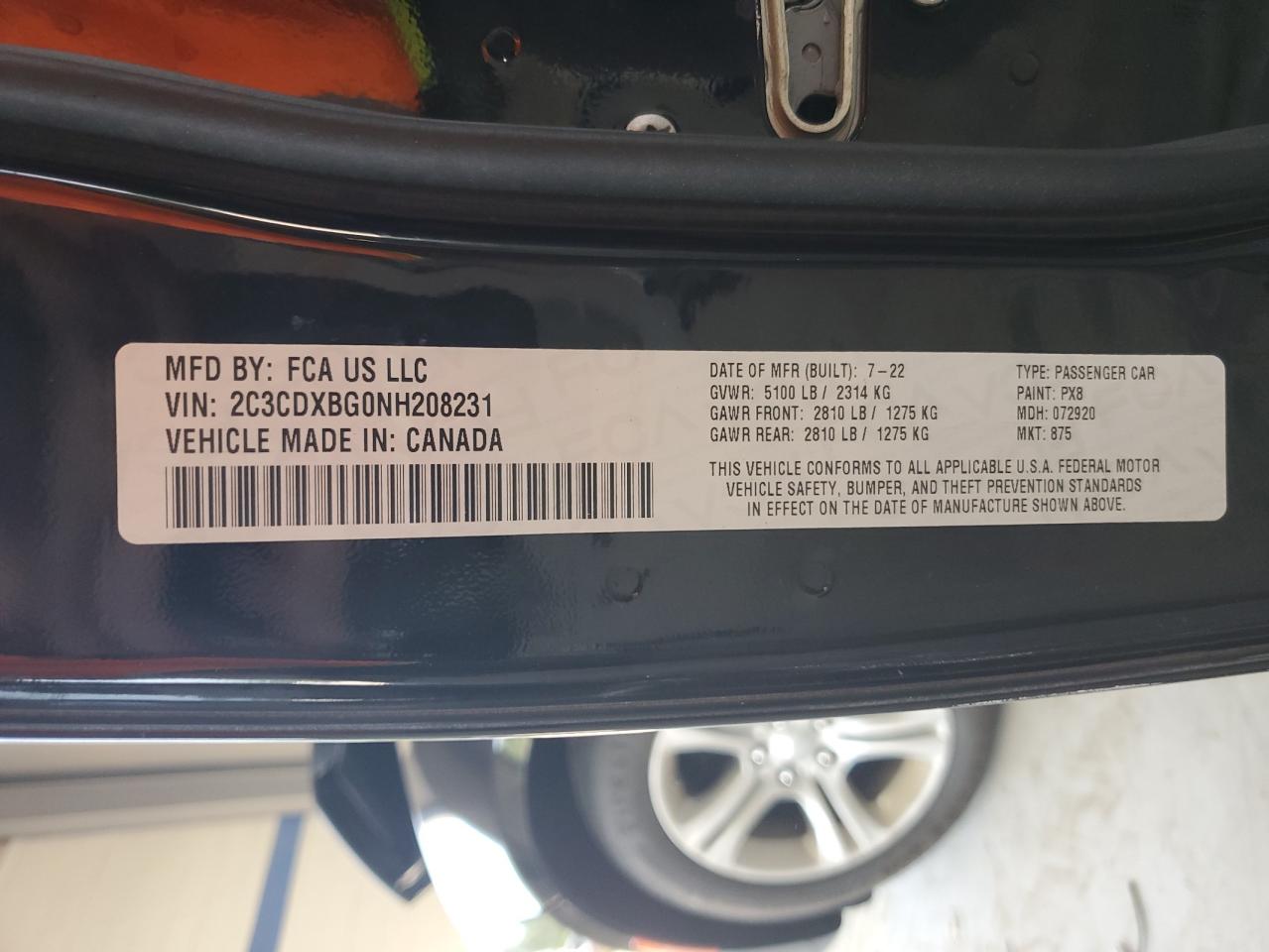 2022 Dodge Charger Sxt VIN: 2C3CDXBG0NH208231 Lot: 62213285