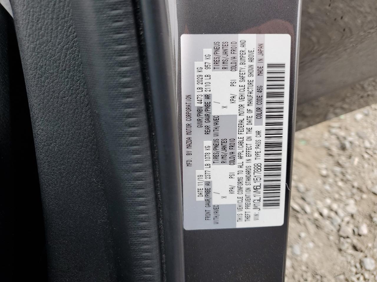 2020 Mazda 6 Touring VIN: JM1GL1VM6L1517888 Lot: 59867615